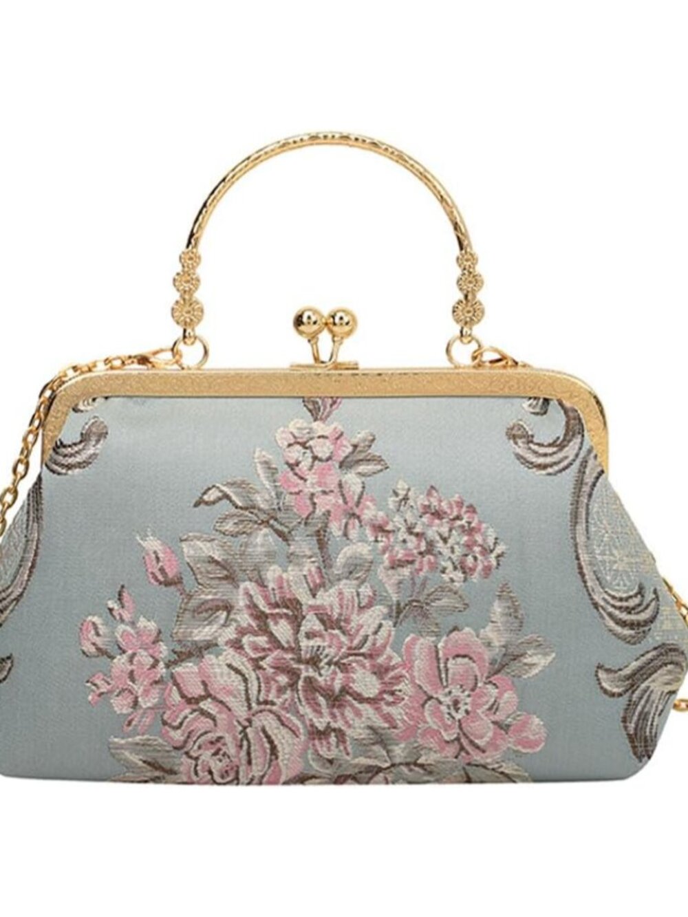 Women Vintage Flower Embroidery Handbag Evening Purse Crossbody Shoulder Bag wit